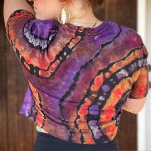 Small reverse dyed ice dyed crop top